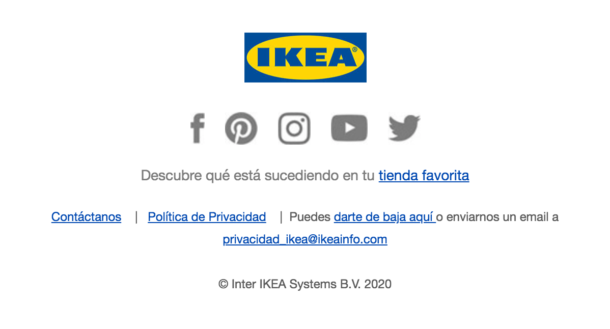 Pie de email IKEA