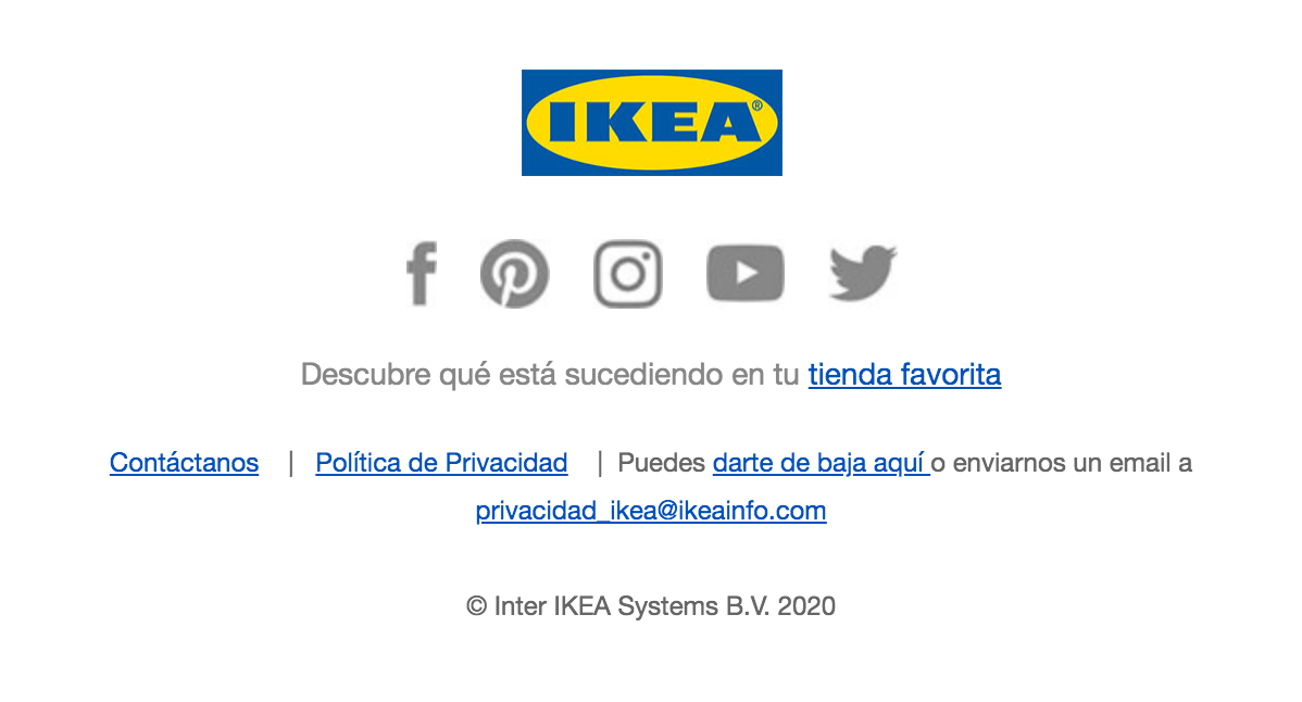 Pie de email IKEA