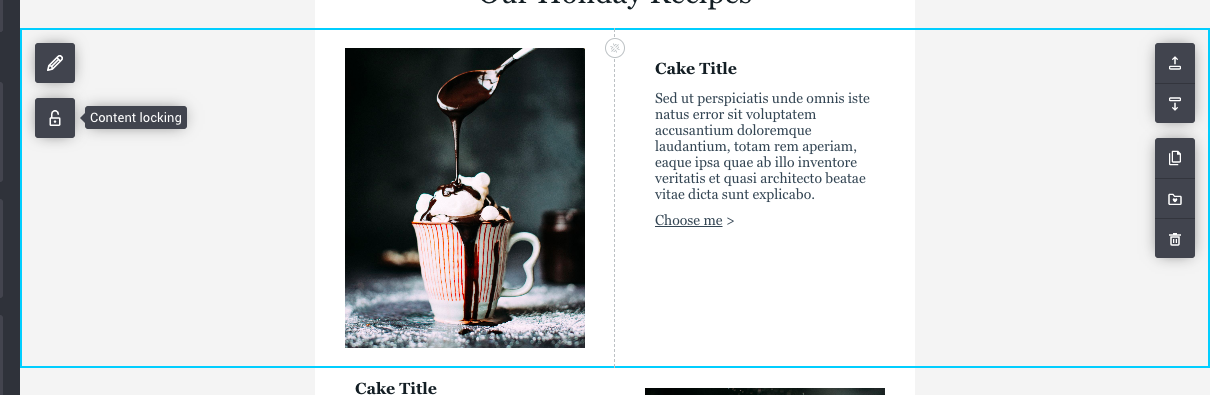 Locked section in email editor