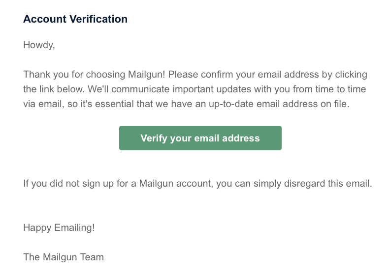 Mailgun email confirmation.