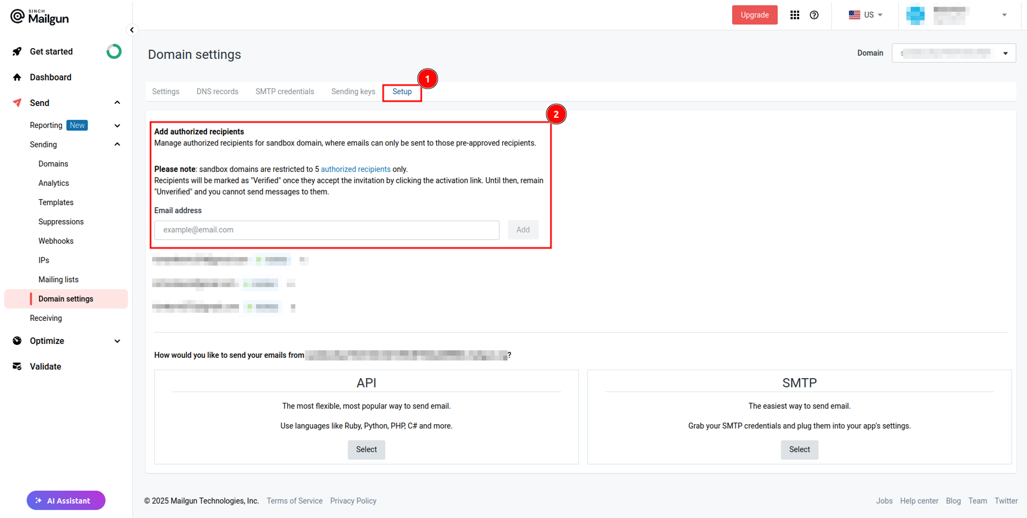 Add authorized recipients Screen Image