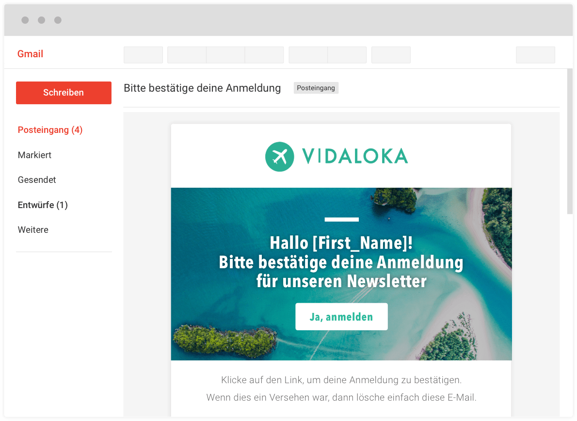 Bild welches eine Bestätigungs-E-Mail zeigt