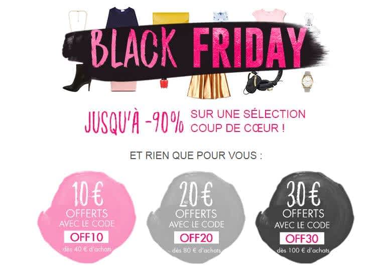 Une bannière de Showroom Privé comprenant des coupons de réduction