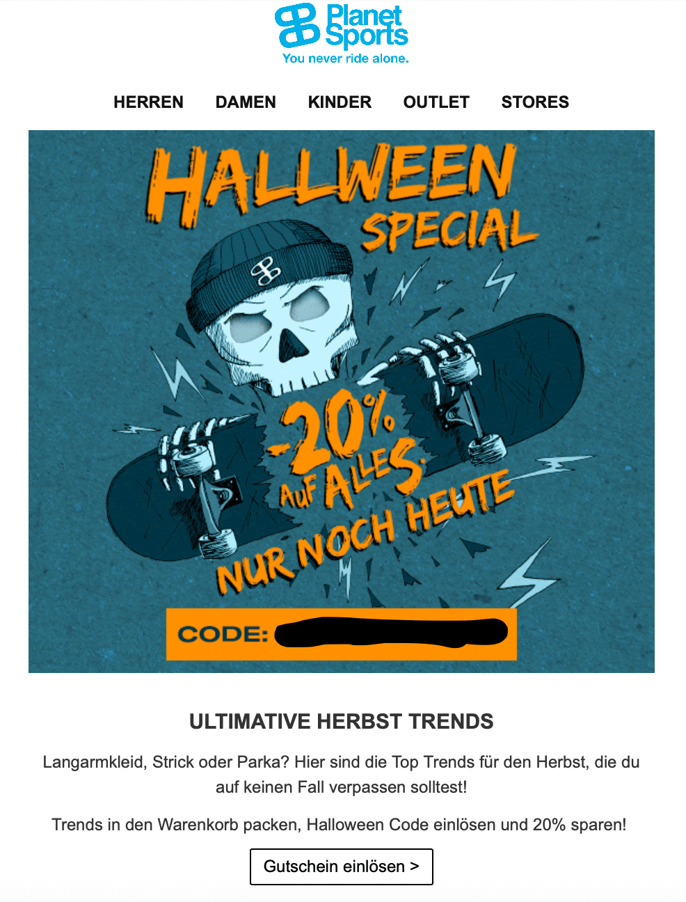 E-Commerce Newsletter im Halloween-Look