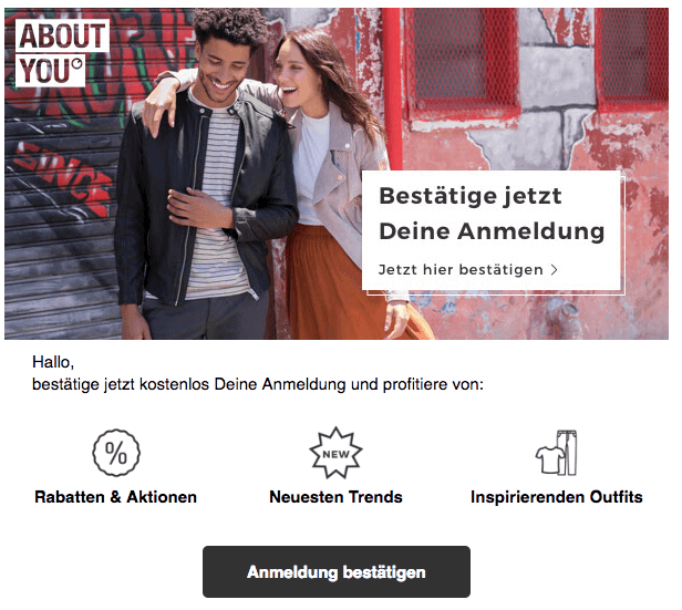 Beispiel für eine E-Mail mit verschiedenen Call-to-Action von About You.