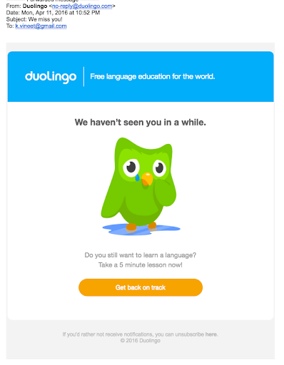 limpieza del correo electrónico de duolingo