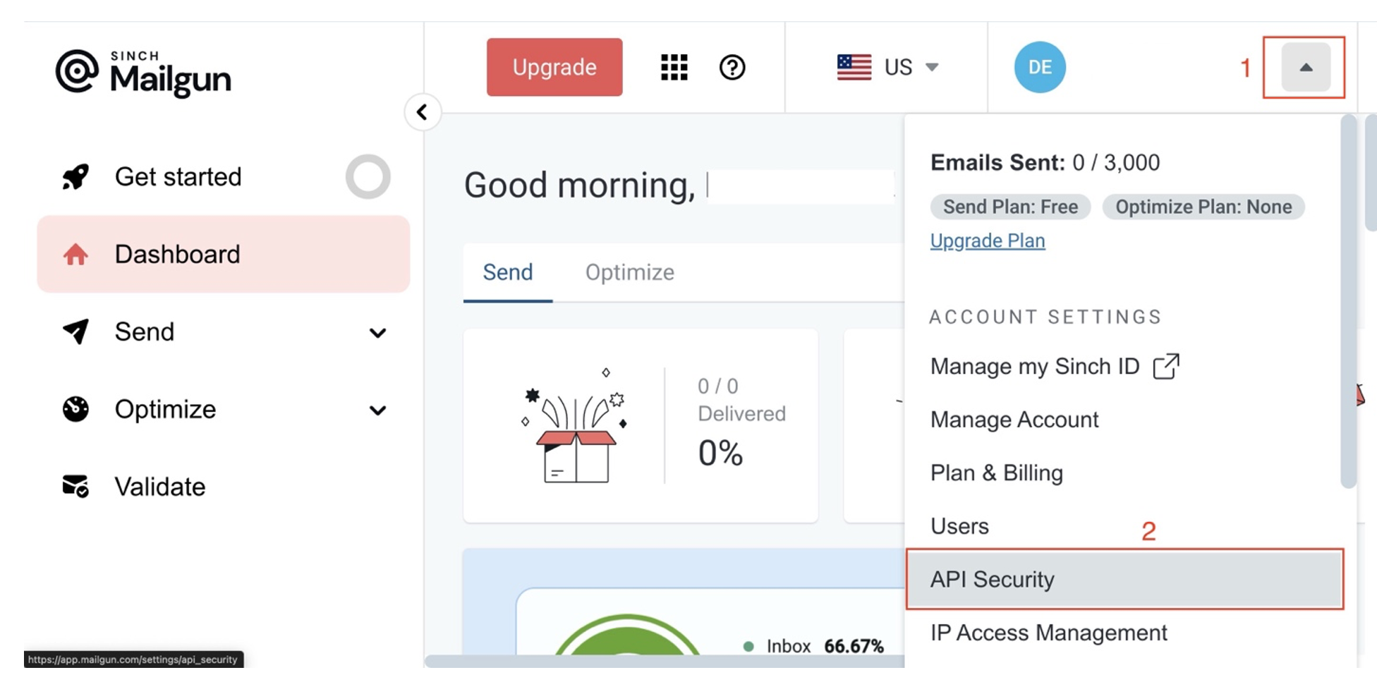 Retrieve your Mailgun API key