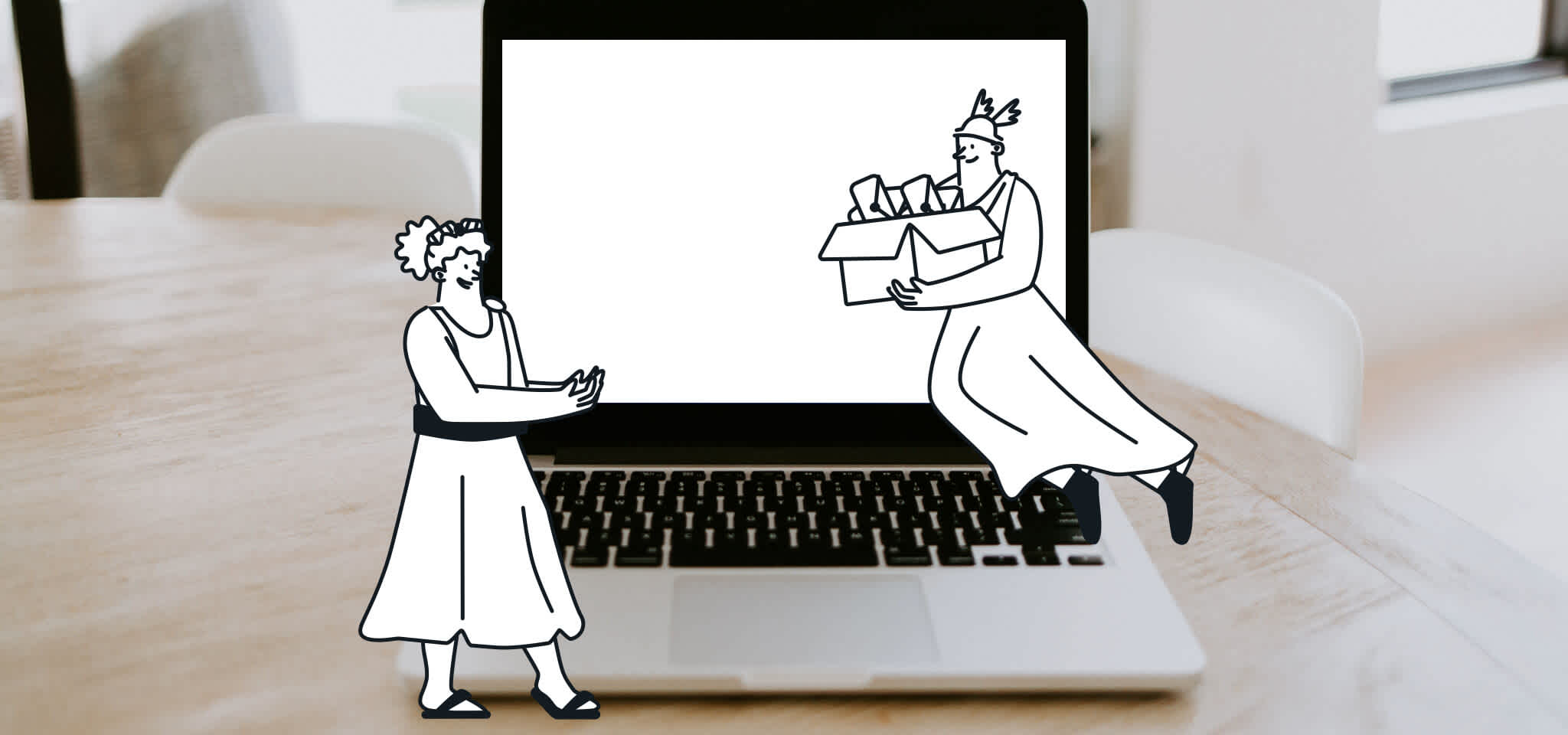 Hermes delivering a box full of letters