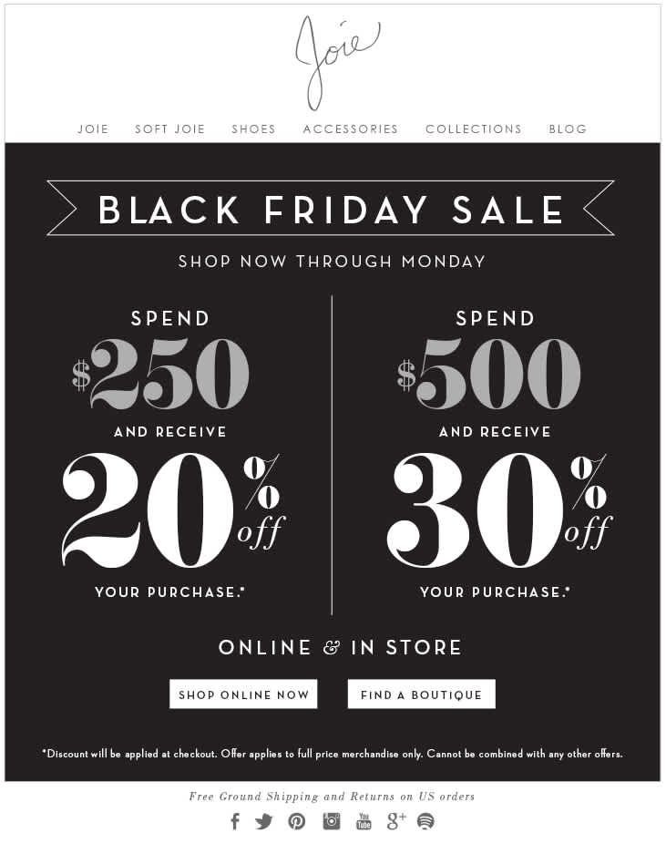 Email examples for: black friday