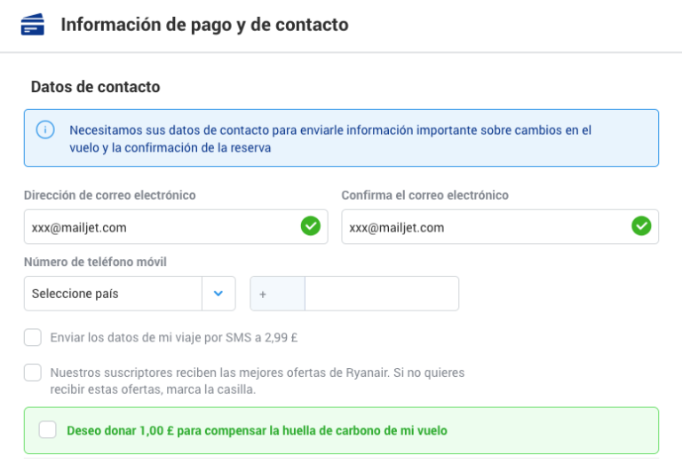 Formulario suscripción opt out Ryanair