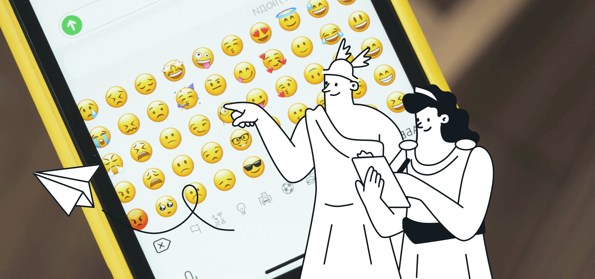 Hermes und eine andere Göttin wählen Emoticons