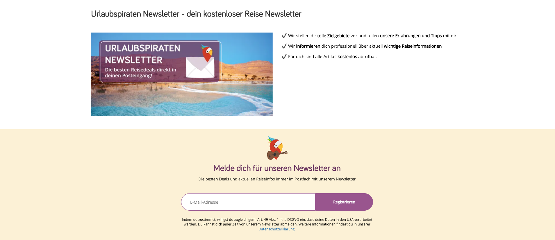 Anmeldeformular für Reiseangebote und aktuelle Informationen