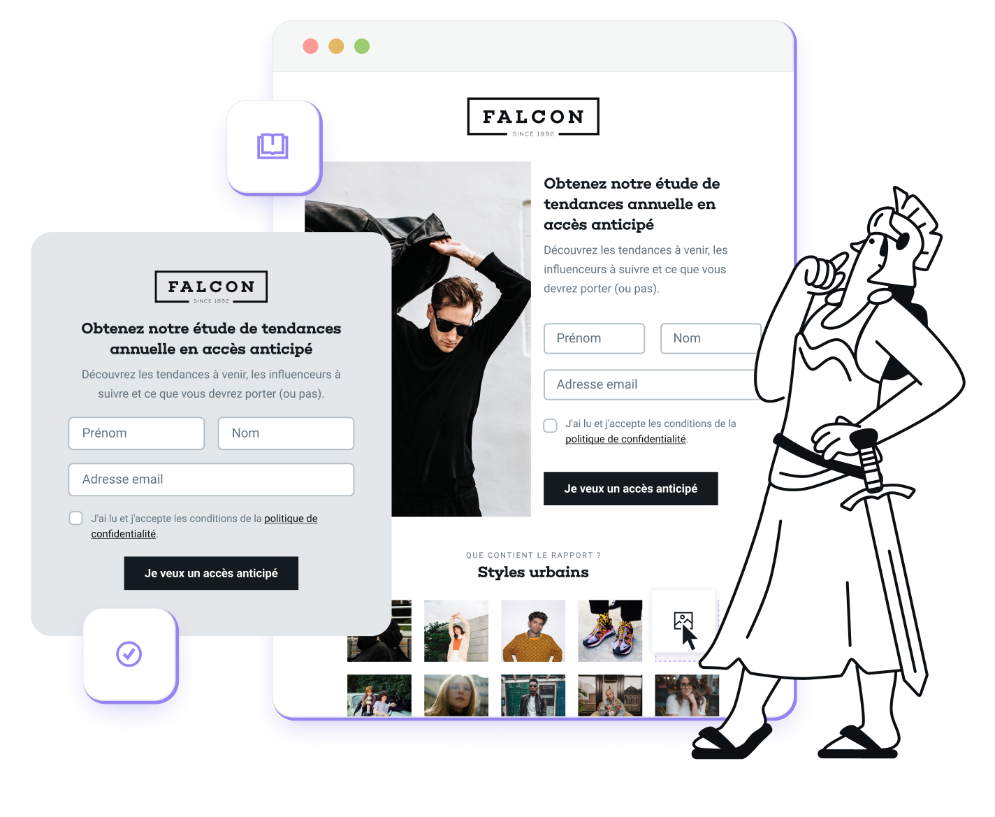 Une landing page créée avec Mailjet, comprenant un formulaire d'inscription