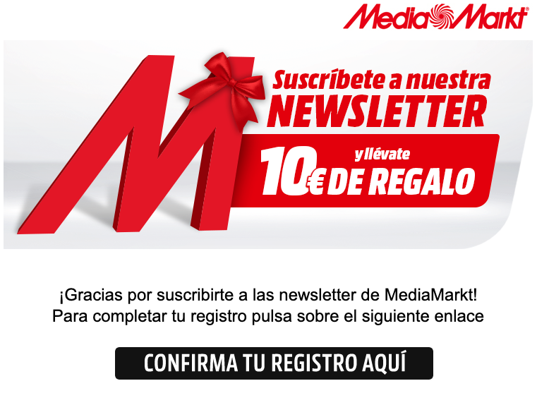 Email de confirmación de Media Markt donde te recuerdan que tienes regalo si confirmas tu suscripción.