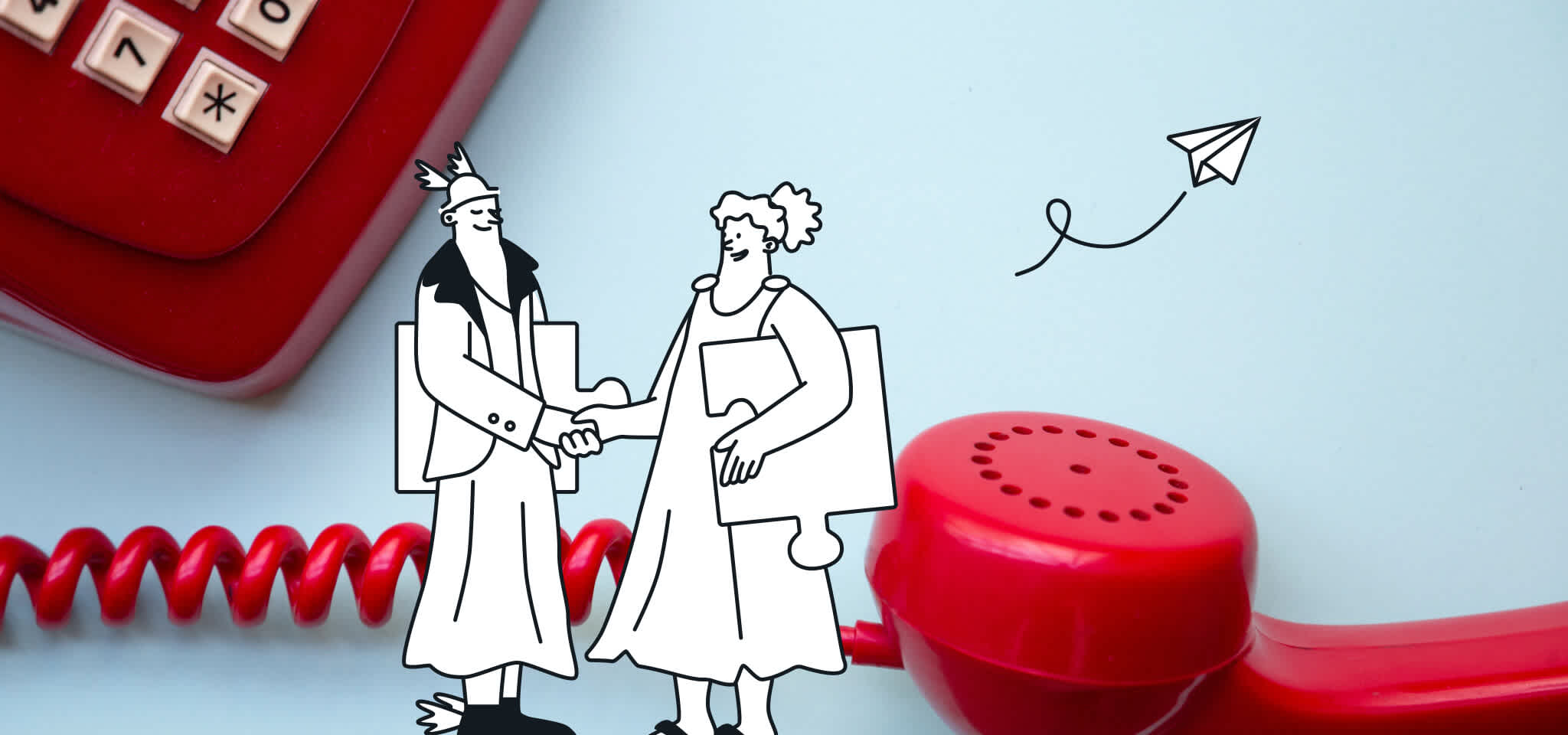 Hermes and a Goddess agree in front of a phone