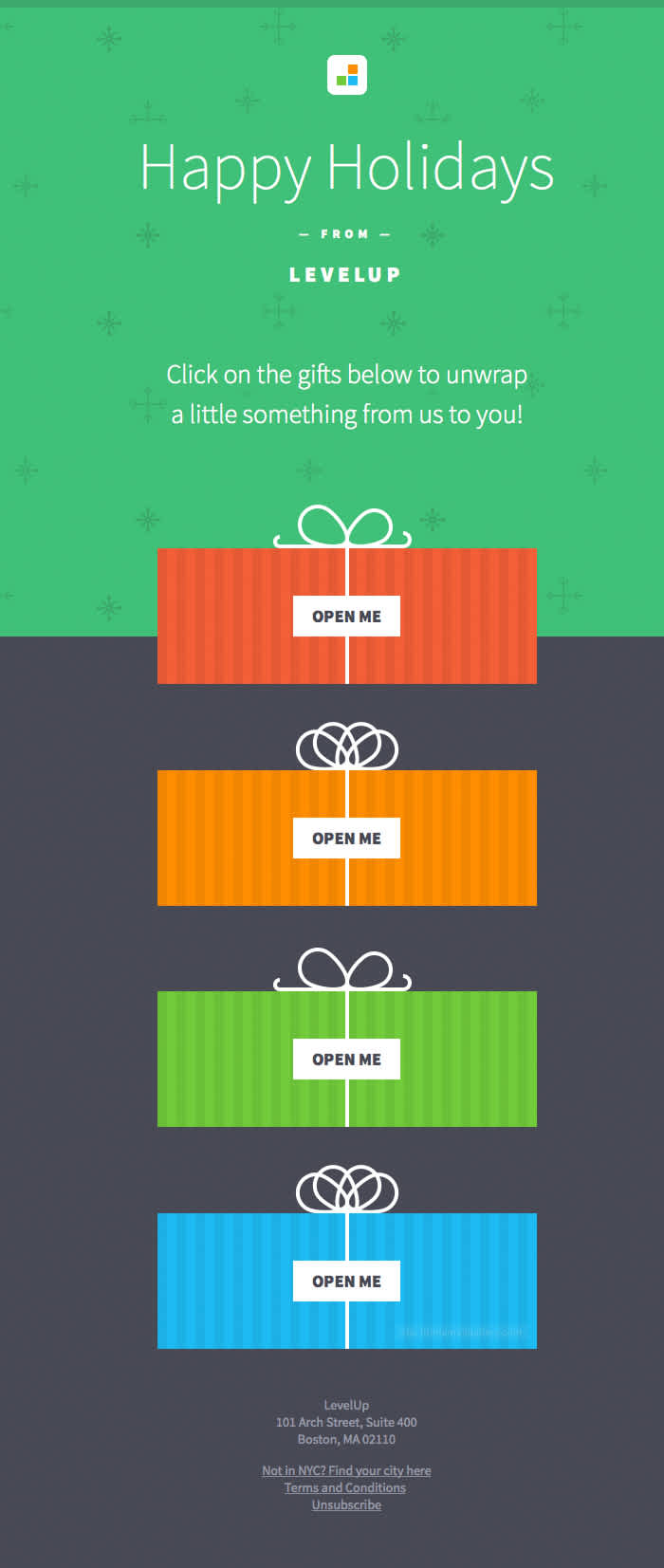 Mobile ordering provider LevelUp’s interactive Christmas newsletter