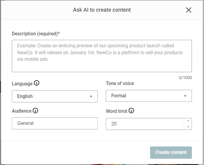 How to specify your prompt in Mailjet’s AI Copy Generator
