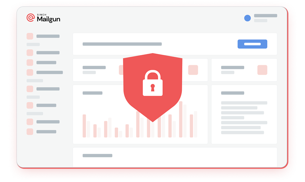 Security lock icon over a Mailgun webpage