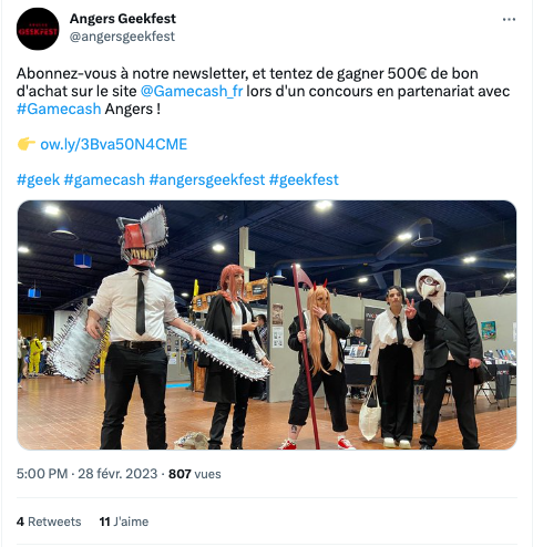 Capture d’écran d’un tweet de concours