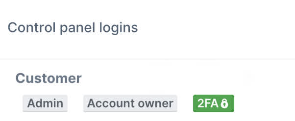 Control panel login with 2FA enabled