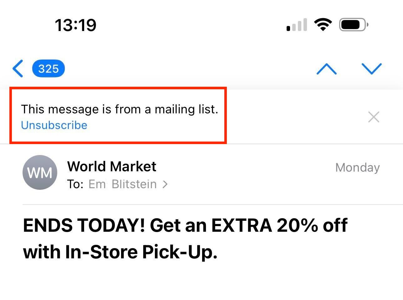 Example of list-unsubscribe in an email header