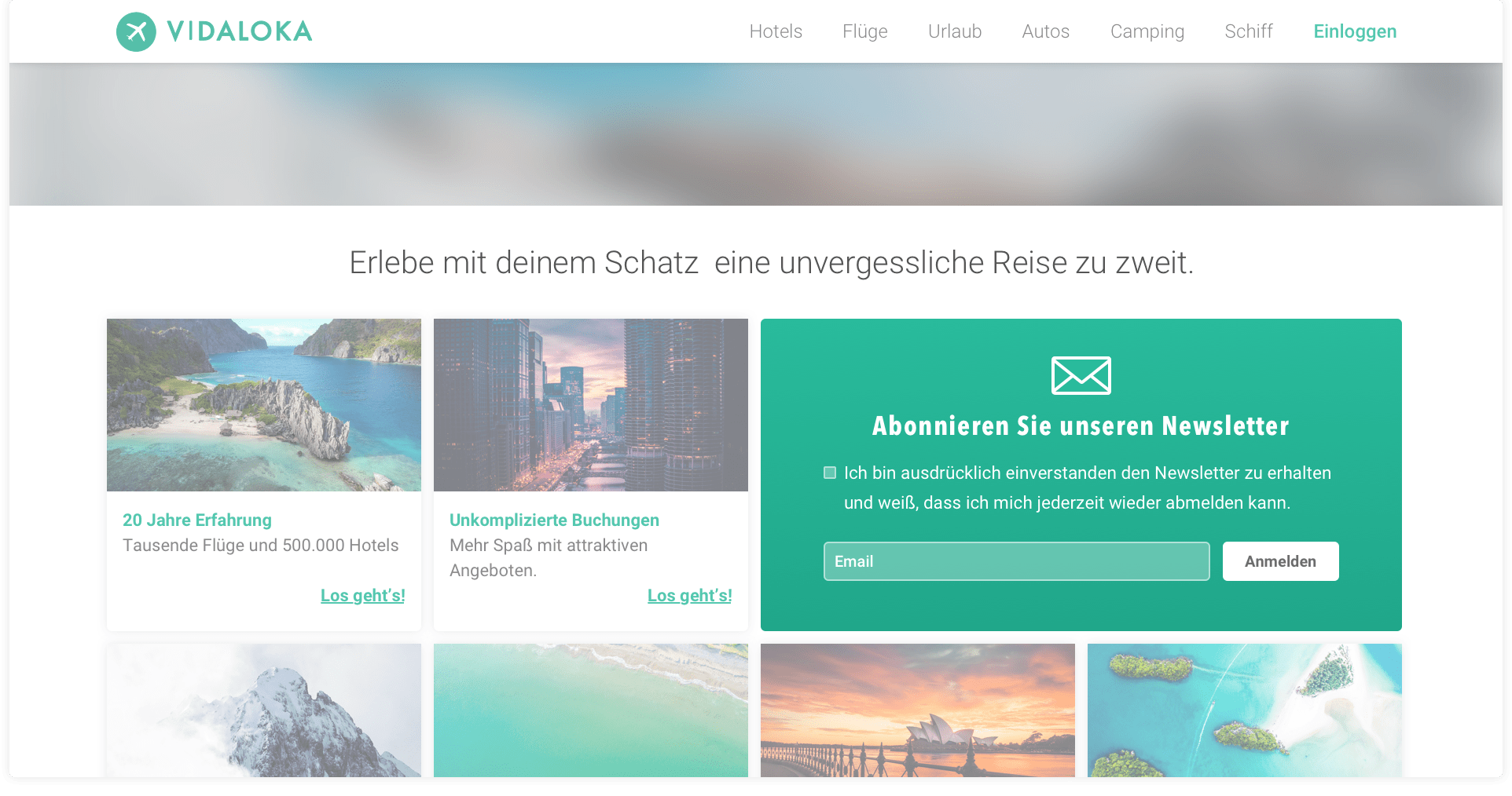 Beispiel für ein Newsletter Anmeldeformular auf einer Blog-Startseite