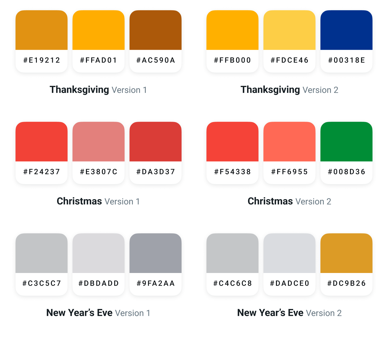 Color palette for holiday emails