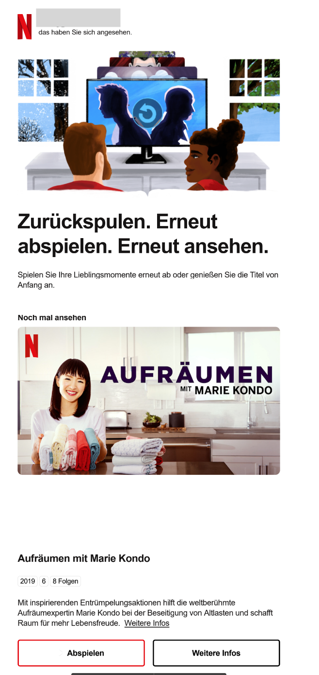 Personalisierte Werbe-E-Mail von Netflix