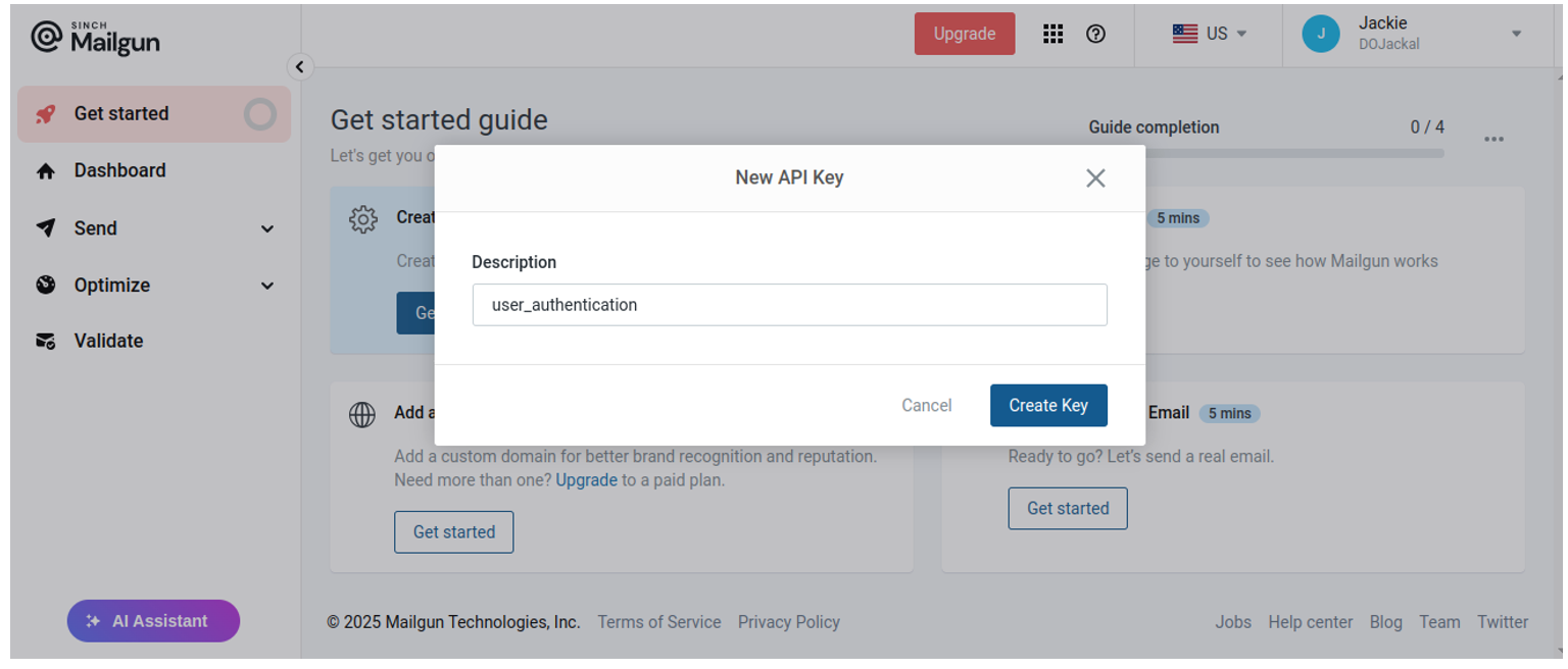 Create New API Key Image