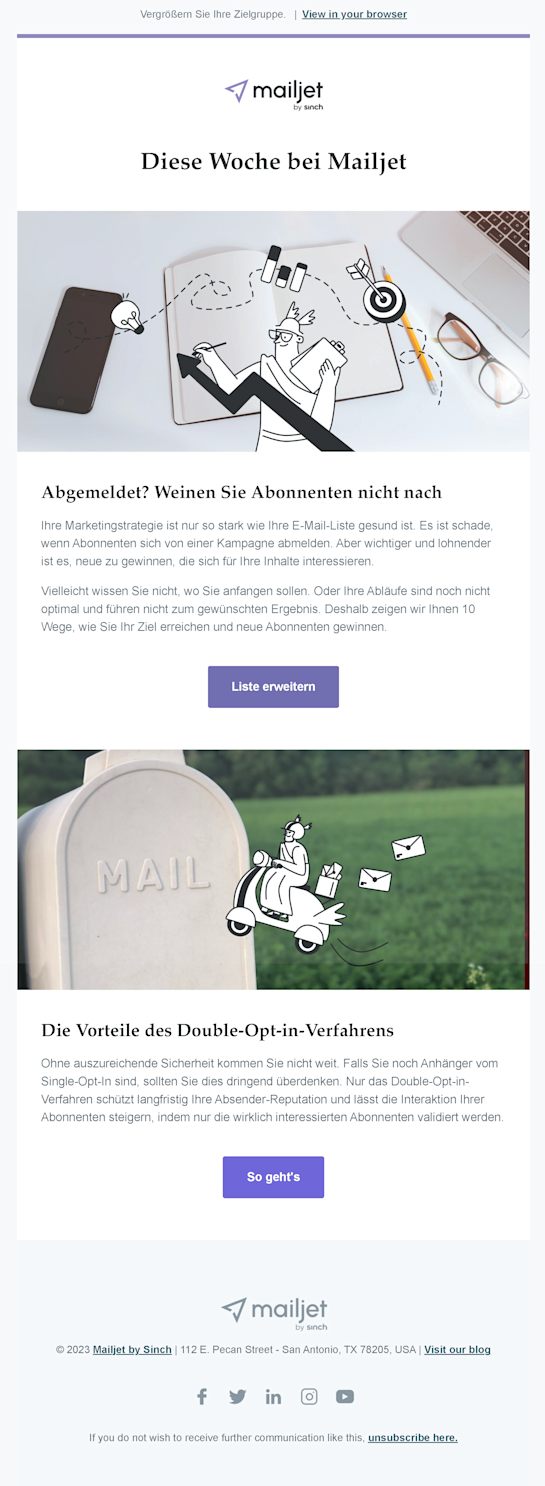 Newsletter von Sinch Mailjet