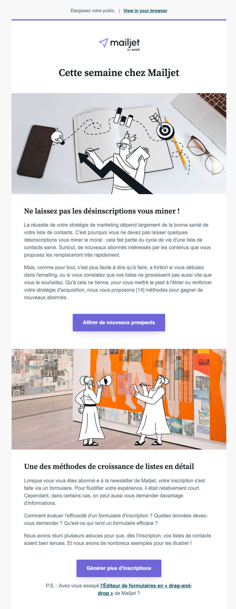 Capture d'écran de la newsletter de Sinch Mailjet