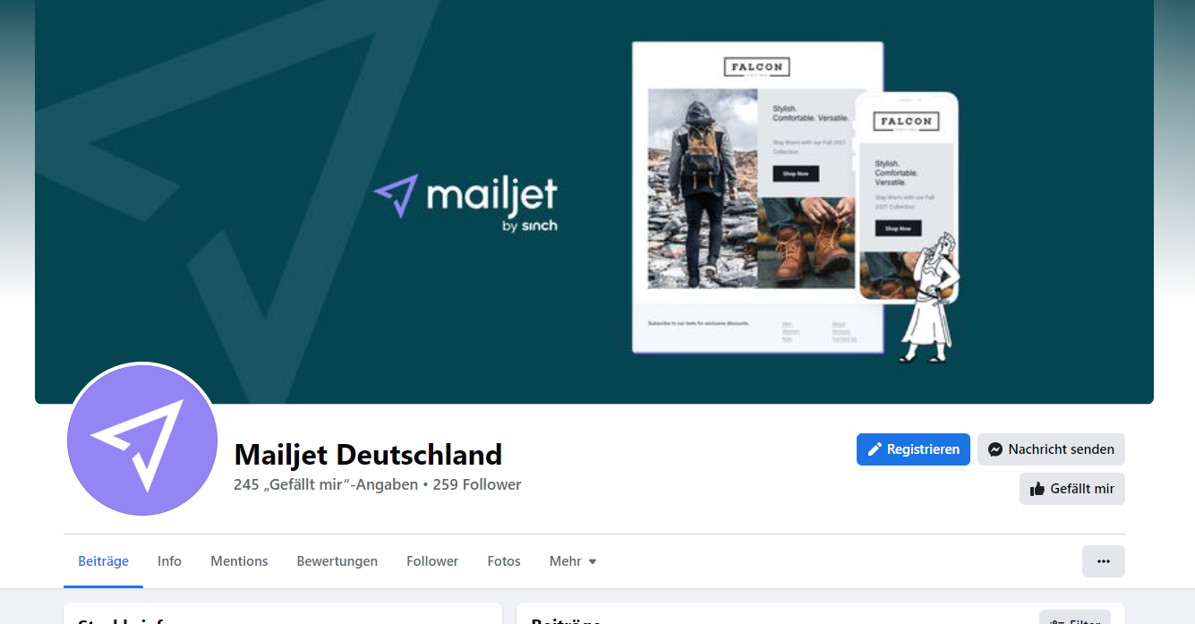 Auch Facebook bietet die Möglichkeit Links zu Ihrer Website und dem Anmelde-Formular zu verlinken