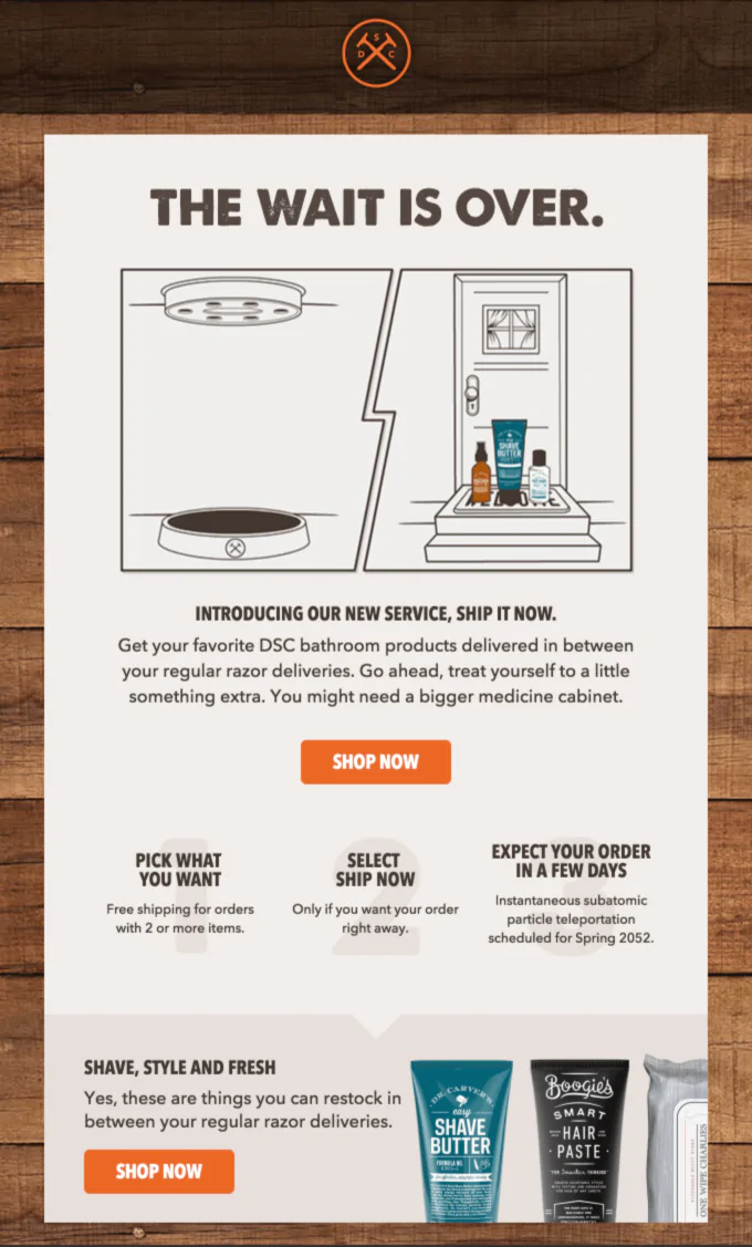 Dollar Shave Club’s announcement email campaign