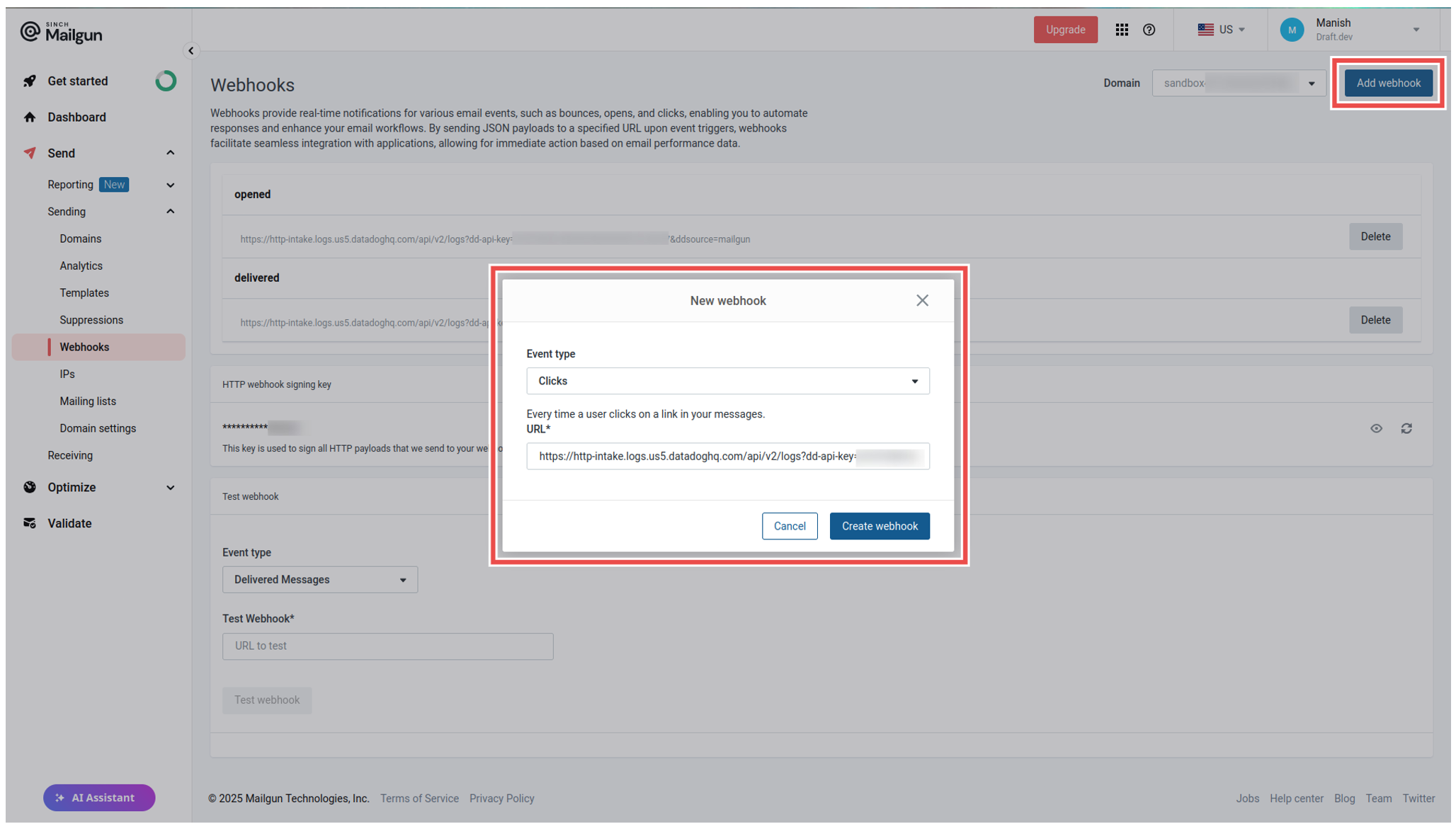 Create Webhook
