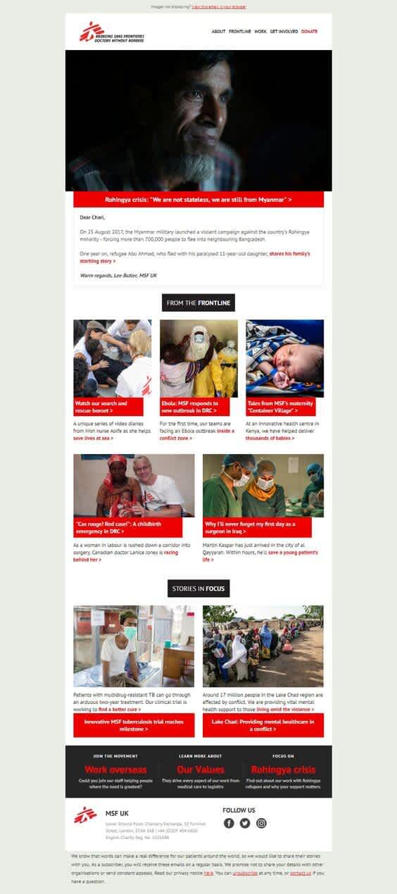 Der Newsletter von Medicins Sans Frontieres informiert ausführlich über die aktuelle Arbeit der Organisation