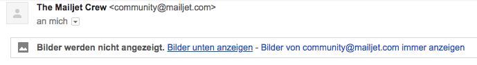 Bild, welches Empfänger in Gmail bittet Bilder in E-Mails anzuzeigen.