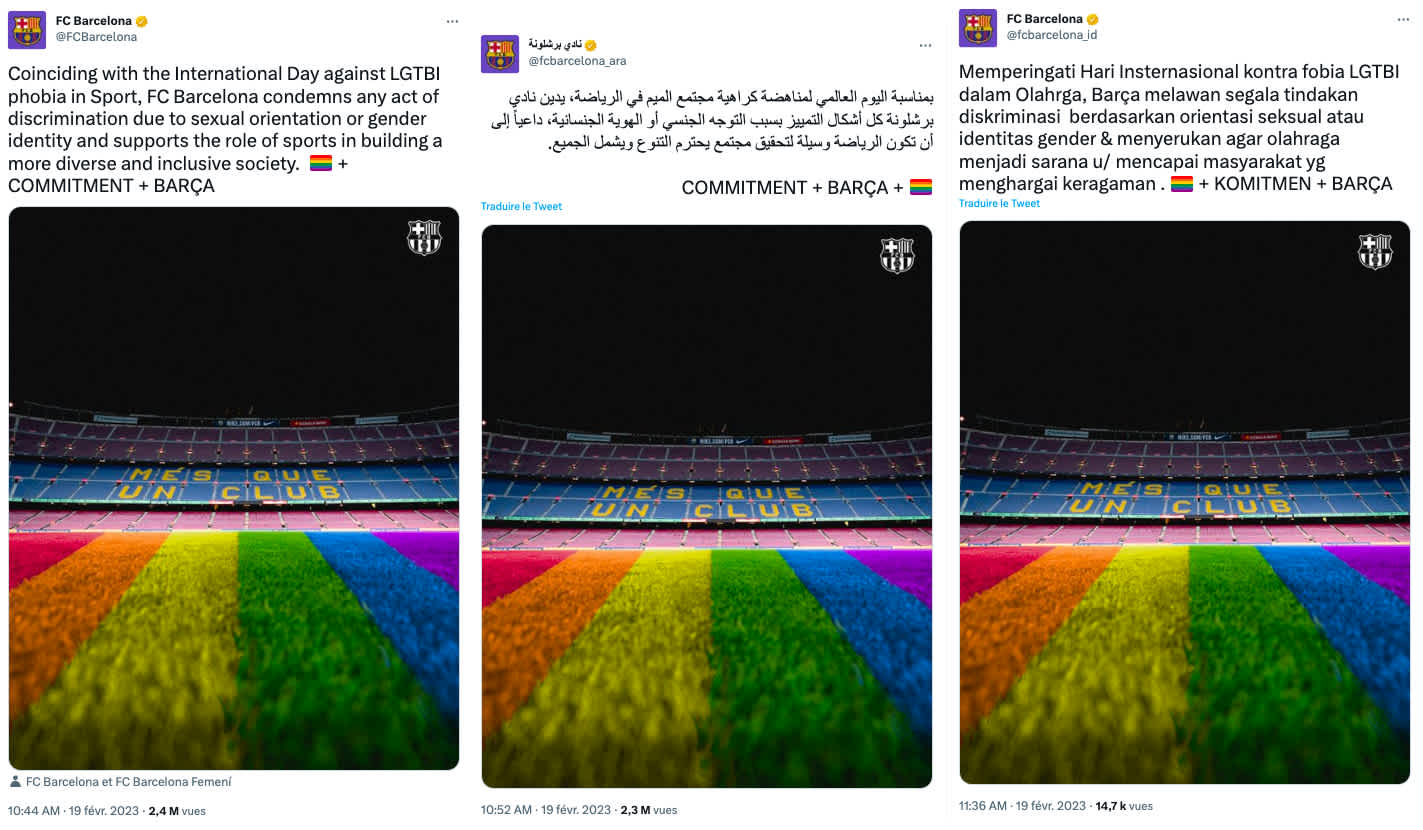 FC Barcelona tweets against LGBTI-phobia