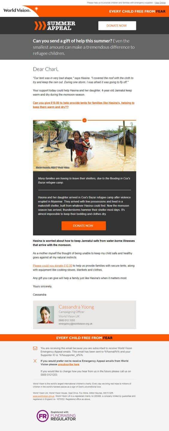 WorldVision berichtet über aktuelle Krisengebiete und bittet um Spenden im Newsletter