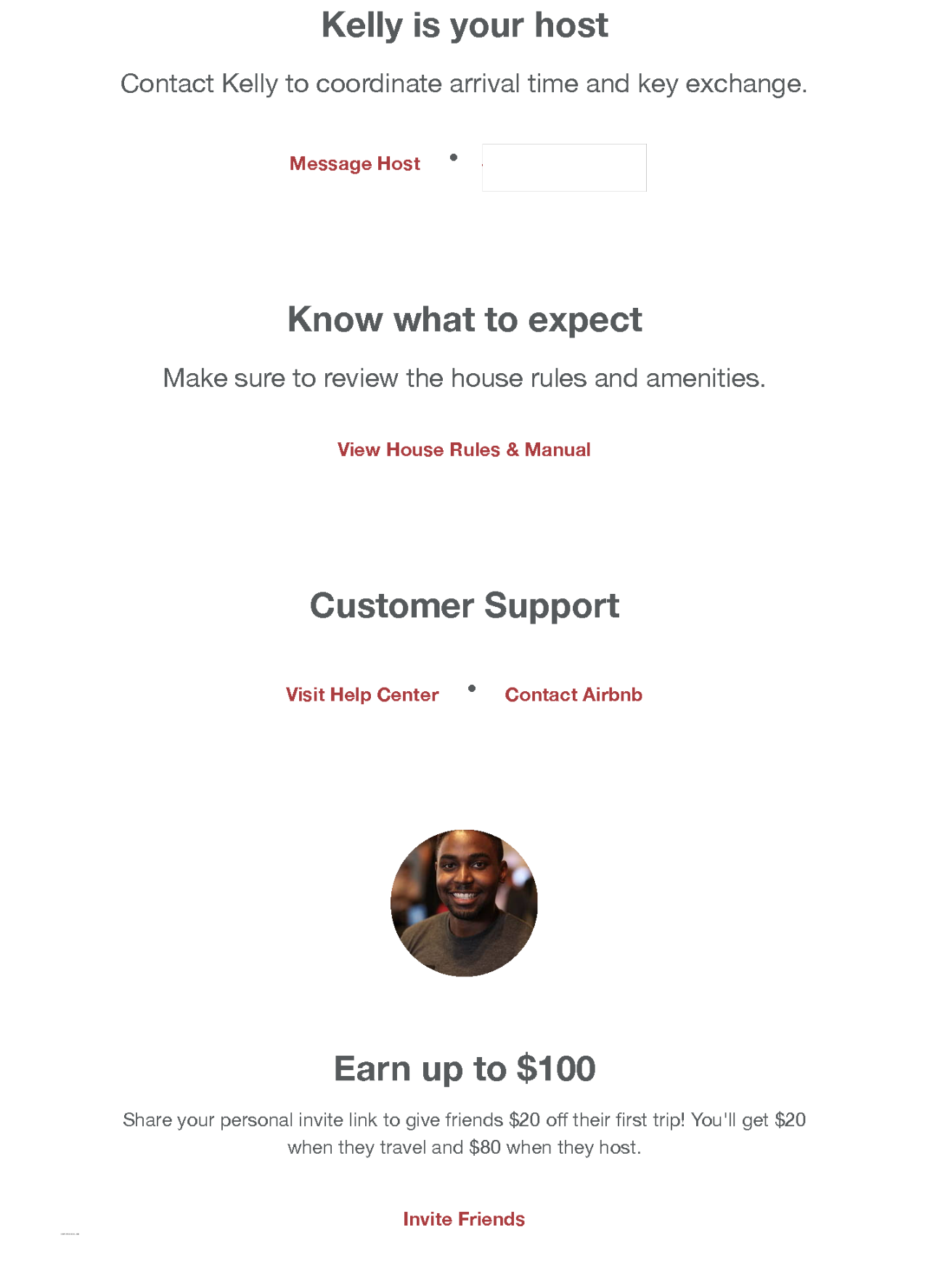 Airbnb email with referral bonus.