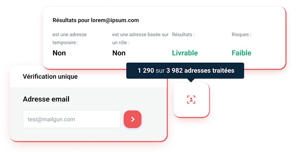 Une illustration montrant comment une vérification unique des emails permet de repérer les adresses email non valides.