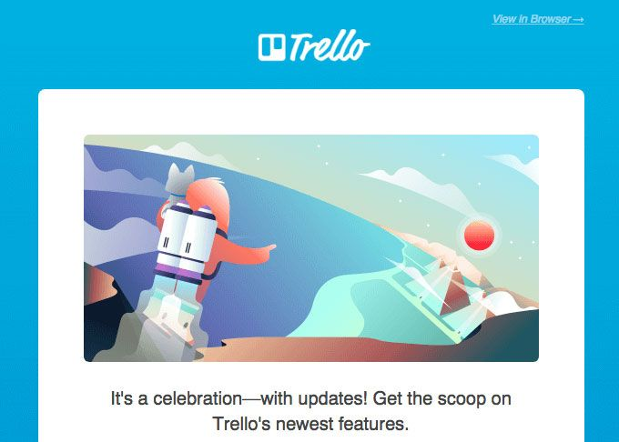 Trello’s email header logo and text on blue background