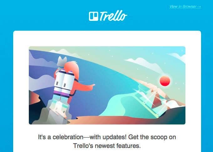 Trello’s email header logo and text on blue background