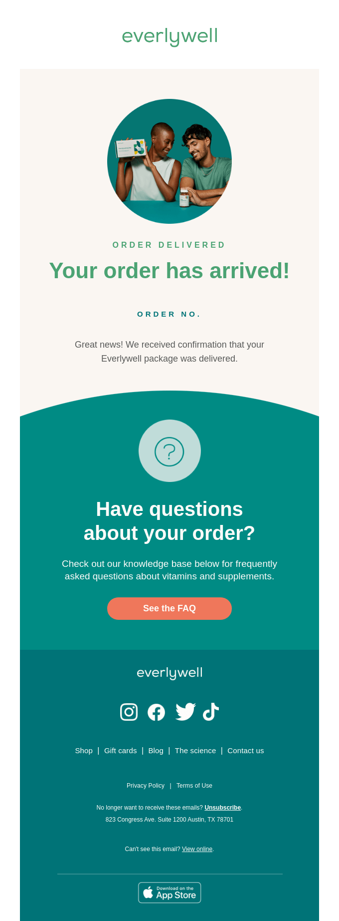 Shipping update email with design and branding
