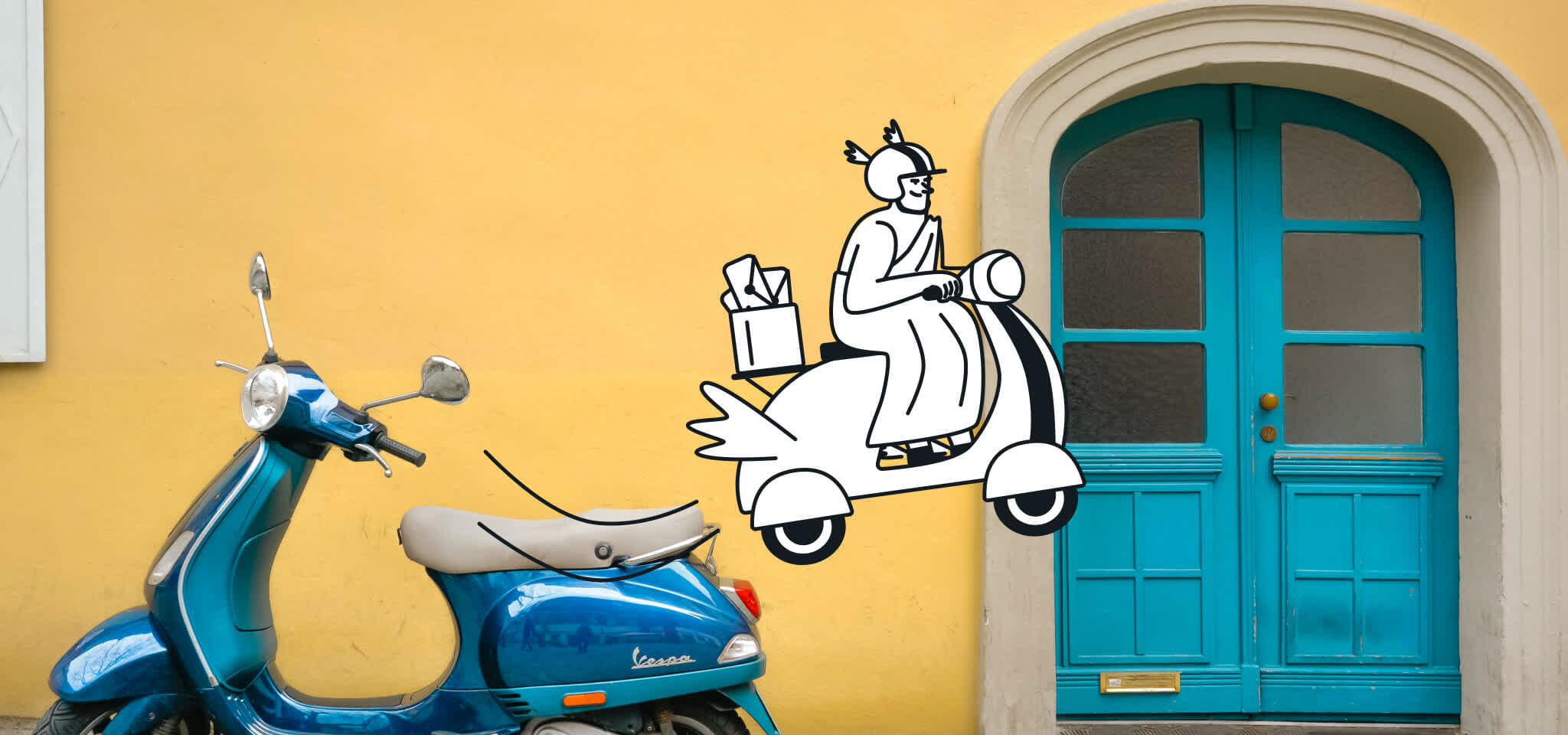 Hermes en scooter