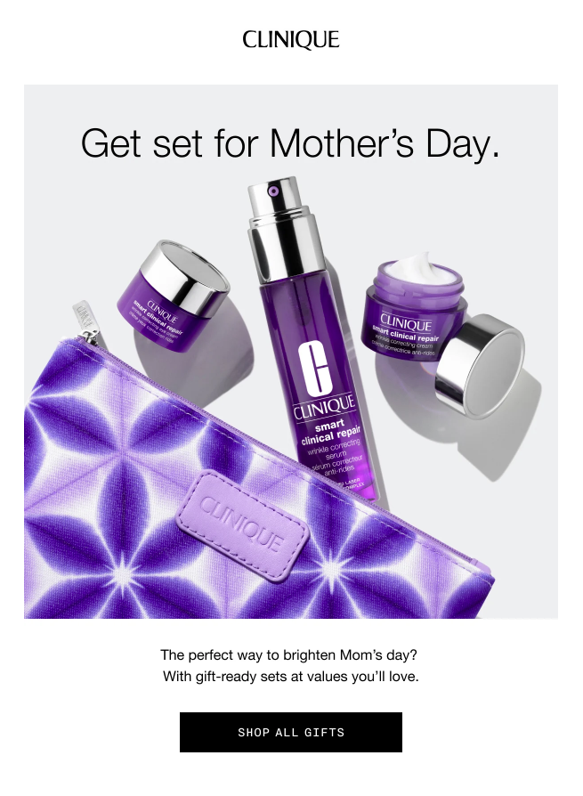 Mother’s Day email subject line example from Clinique