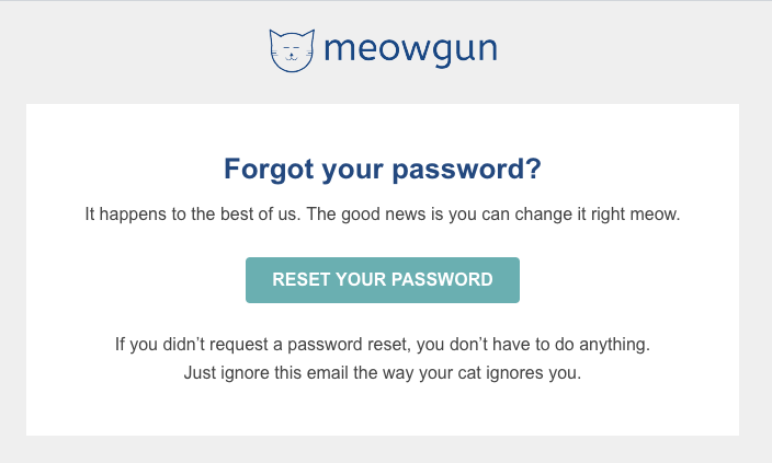 Forgot password window for Meowgun