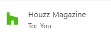 Image shows logo for Houzz Magazine nested next to their Friendly From address.