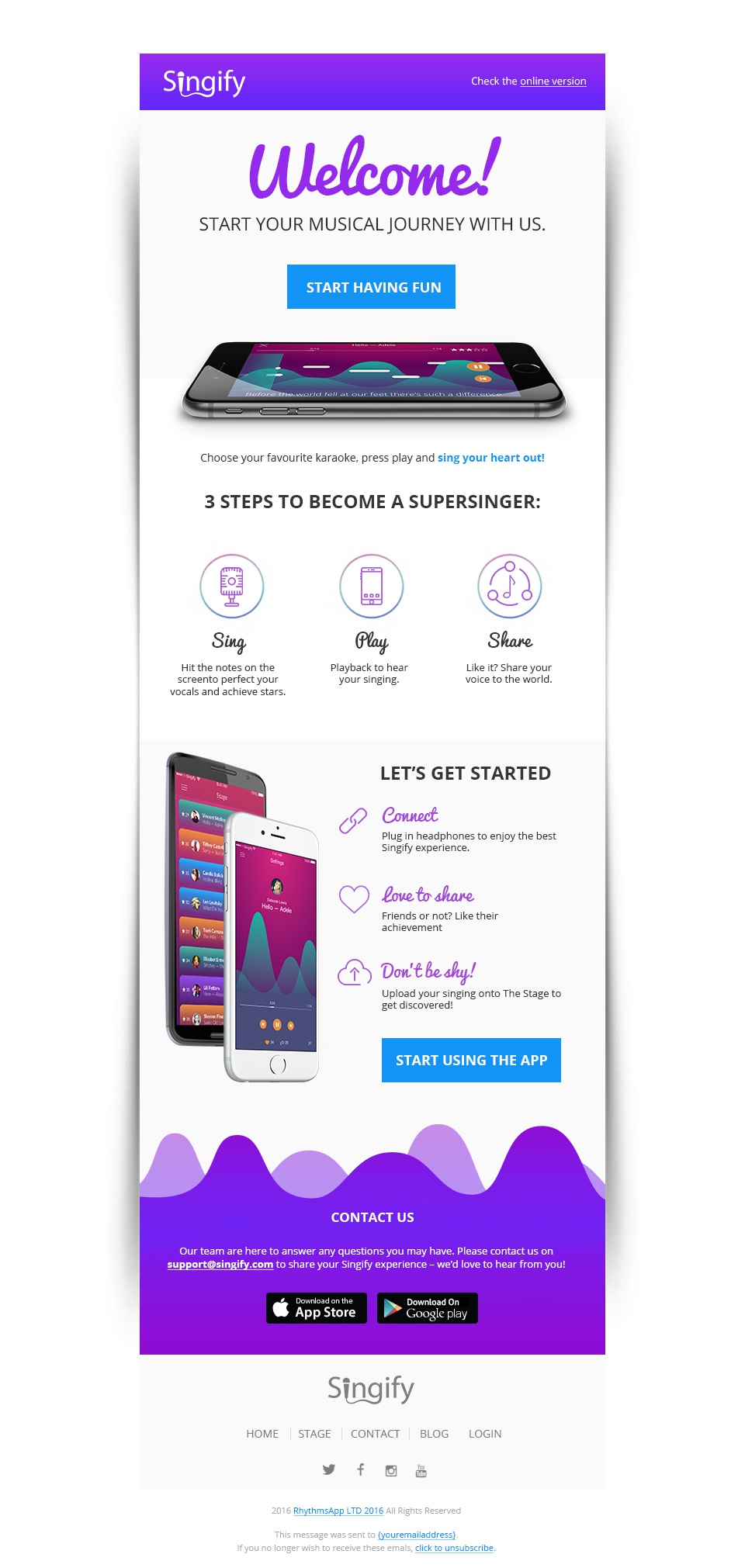 Example of a colorful transactional email