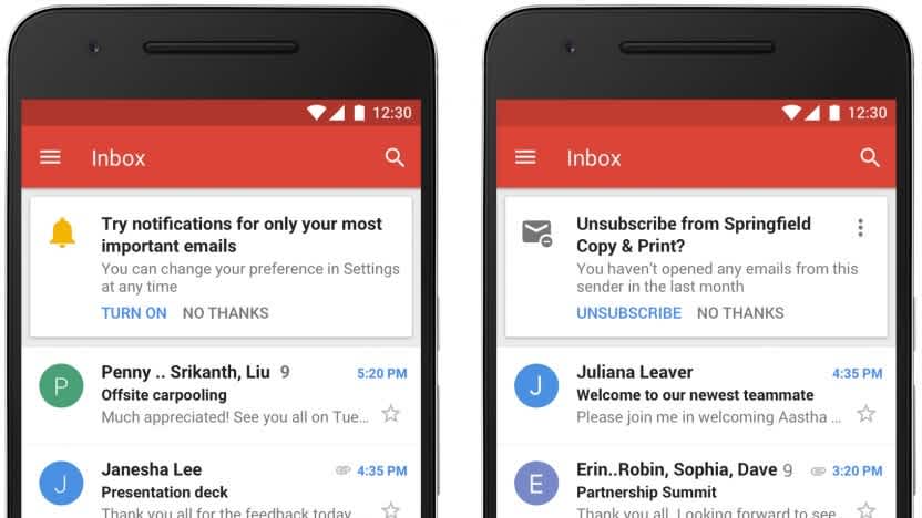 A screenshot example of Gmail’s one-click unsubscribe button