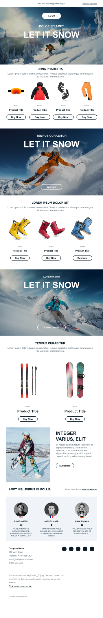 Capture d’écran du modèle de newsletter Let it Snow